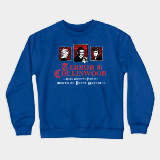 Terror at Collinwood - Trio of Terror 3 - main trio logo- Color shirt version - designed by Eric Marshall Crewneck Sweatshirt