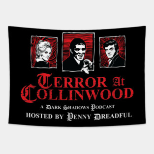 Terror at Collinwood - Trio of Terror 3 - main trio logo- Color shirt version - designed by Eric Marshall Tapestry