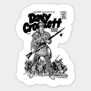 Davy Crockett - Vintage Frontier Hero in Retro Black & White Comic Style Sticker