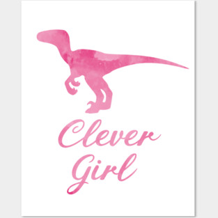 Clever Girl - Pink Dinosaur Posters and Art