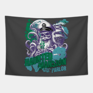 Distressed Vintage Look Haunted Mansion Parlor Aboard the Treasure Cruise Ship Tapestry