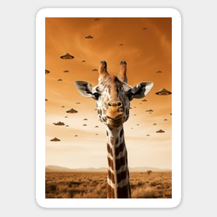 Selfie of Funny Giraffe And Aliens UFO Magnet
