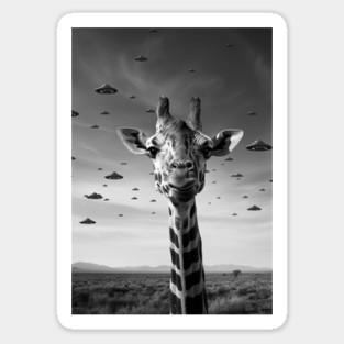 Selfie of Funny Giraffe And Aliens UFO 2 Magnet