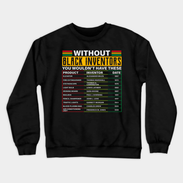 Black Inventors Crewneck Sweatshirt by UrbanLifeApparel