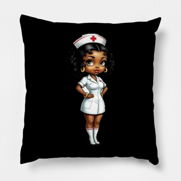 Black Nurse Pillow by UrbanLifeApparel