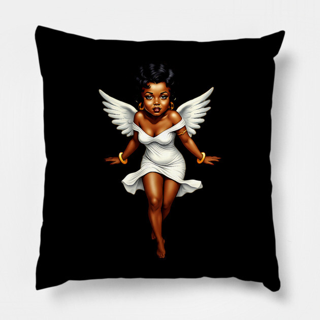 Cute Black Angel Pillow by UrbanLifeApparel
