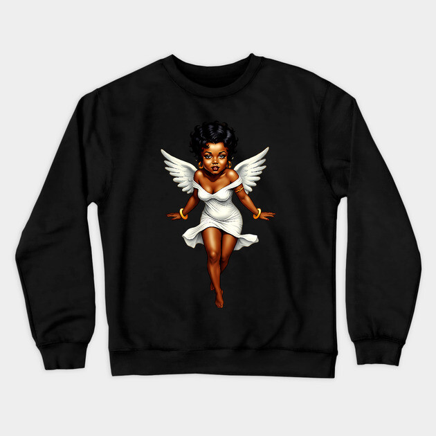 Cute Black Angel Crewneck Sweatshirt by UrbanLifeApparel
