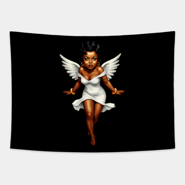Cute Black Angel Tapestry by UrbanLifeApparel
