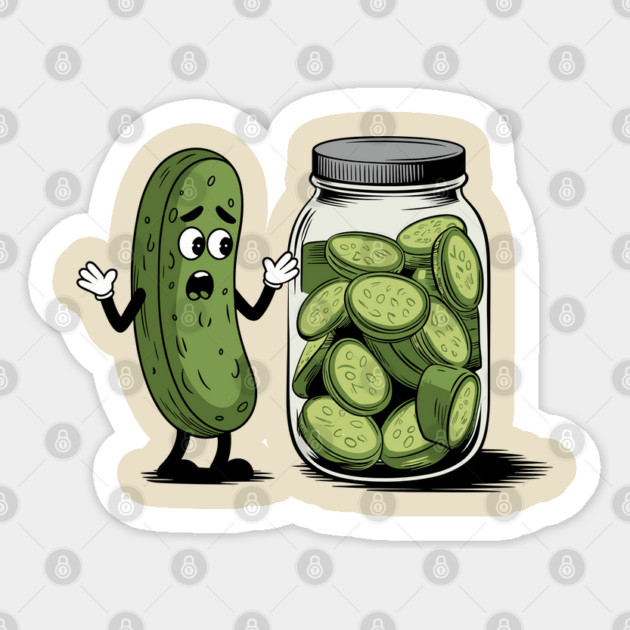 Shocked Pickle Humorous Food Pun Sticker by Anticorporati