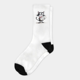 Quirky Tuxedo Cat Be My Valentine Socks