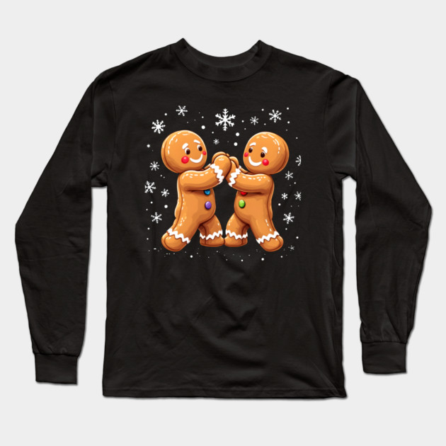 Gingerbread Dance Party Christmas Long Sleeve T-Shirt by MakerMind8.2