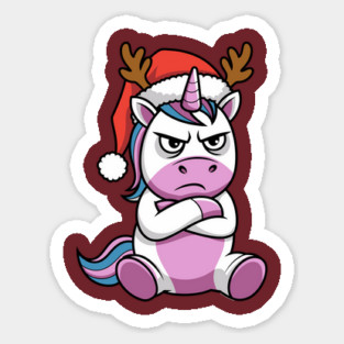 Grumpy Christmas Unicorn Sassy Holiday Vibes Sticker