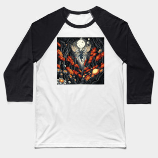 Celestial Maelstrom: Suspended Flight in Iridescent Glow Baseball T-Shirt