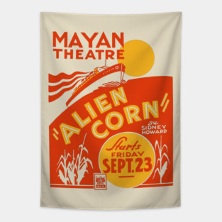 Alien Corn at Mayan Theatre - Vintage Analog Poster Tapestry