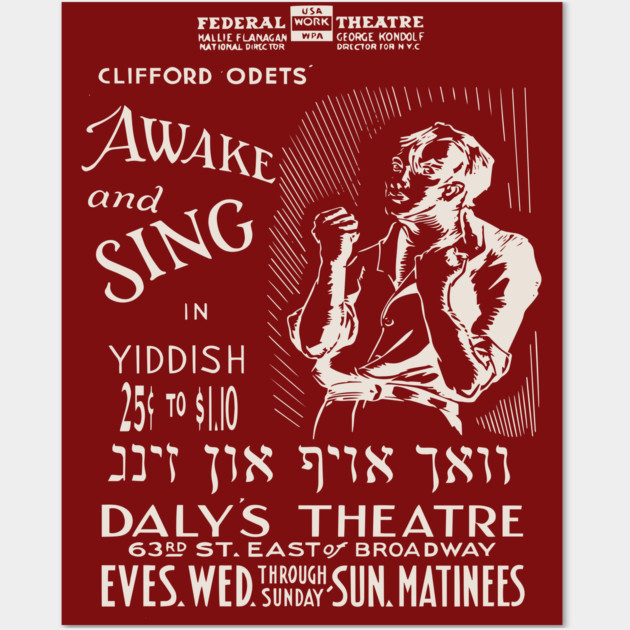 Awake & Sing - Yiddish - Vintage Theatre Poster Wall Art by TuncGK
