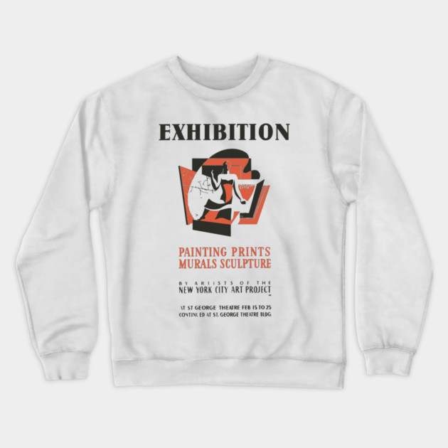 Vintage Fine Arts Exhibition Poster Crewneck Sweatshirt by TuncGK