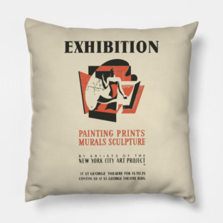 Vintage Fine Arts Exhibition Poster Pillow