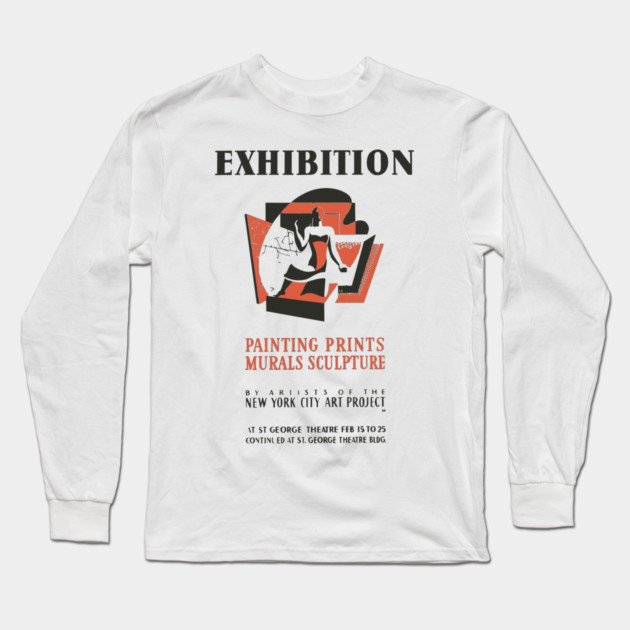 Vintage Fine Arts Exhibition Poster Long Sleeve T-Shirt by TuncGK