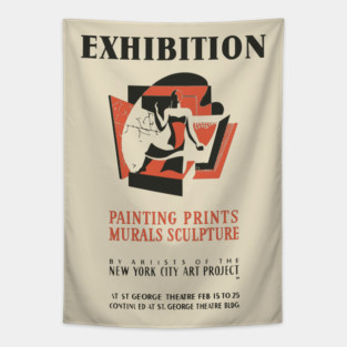 Vintage Fine Arts Exhibition Poster Tapestry