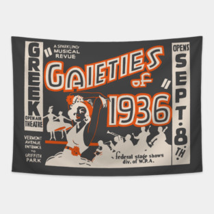 Gaieties of 1936 Vintage Musical Revue Poster Tapestry