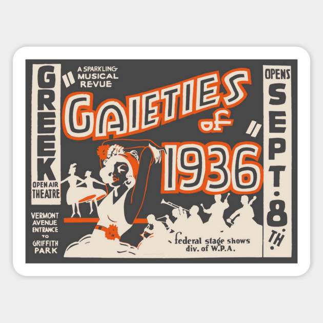 Gaieties of 1936 Vintage Musical Revue Poster Magnet by TuncGK