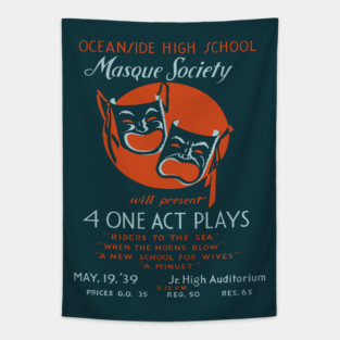 Masque Society High School Theater Vintage Poster Tapestry