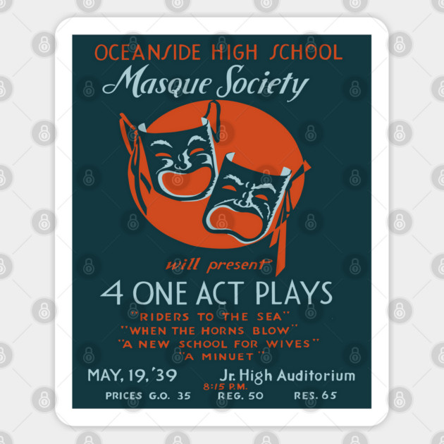 Masque Society High School Theater Vintage Poster Sticker by TuncGK