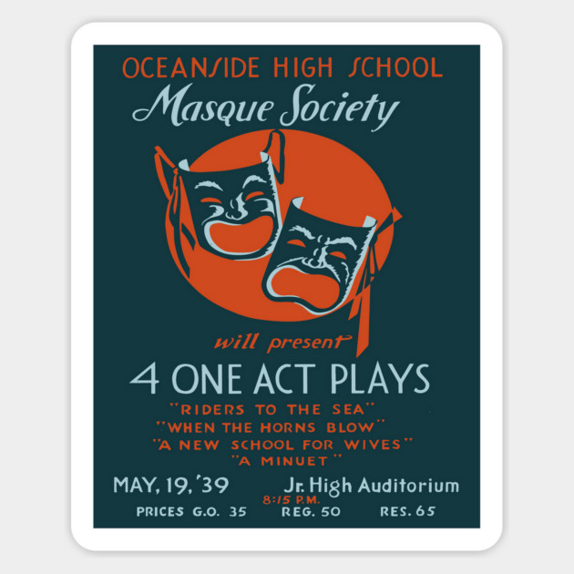 Masque Society High School Theater Vintage Poster Magnet by TuncGK
