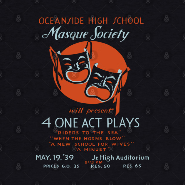 Masque Society High School Theater Vintage Poster by TuncGK