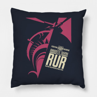 Retro WPA Marionette Theatre RUR Art Deco Poster Pillow