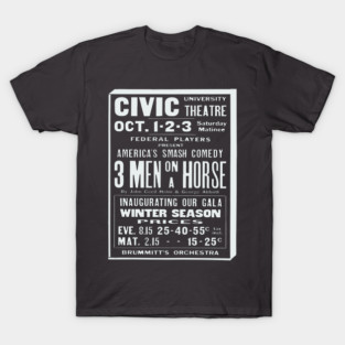 Three Man on a Horse - Vintage Vaudeville Poster T-Shirt