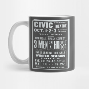 Three Man on a Horse - Vintage Vaudeville Poster Mug
