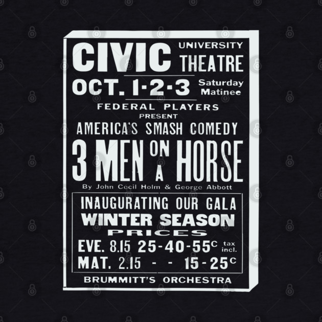 Three Man on a Horse - Vintage Vaudeville Poster by TuncGK