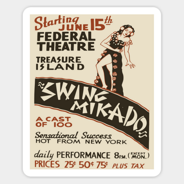 Vintage Swing Mikado Theatre Poster - Treasure Island Magnet by TuncGK