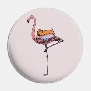 Flamingo and Dachshund Pin