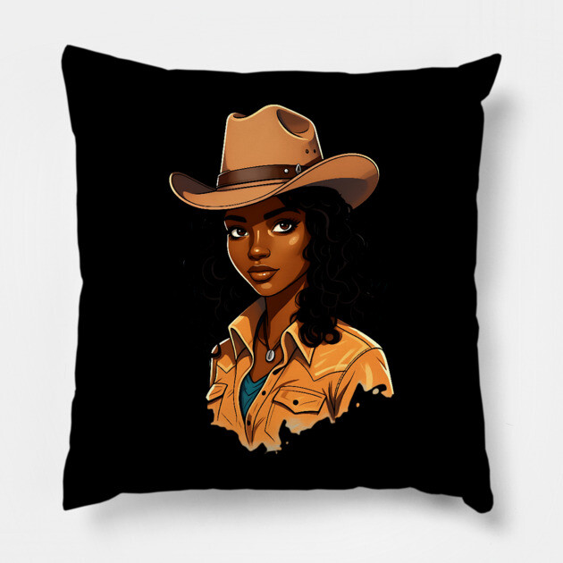 Black Cowgirl Pillow by UrbanLifeApparel