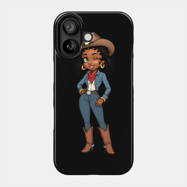 Black Cowgirl Winking Phone Case by UrbanLifeApparel