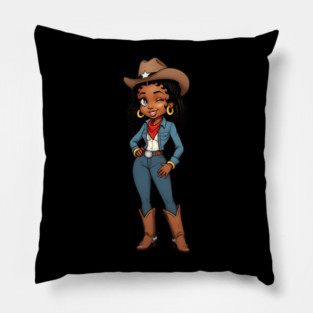 Black Cowgirl Winking Pillow