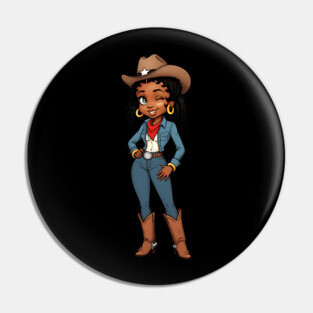 Black Cowgirl Winking Pin