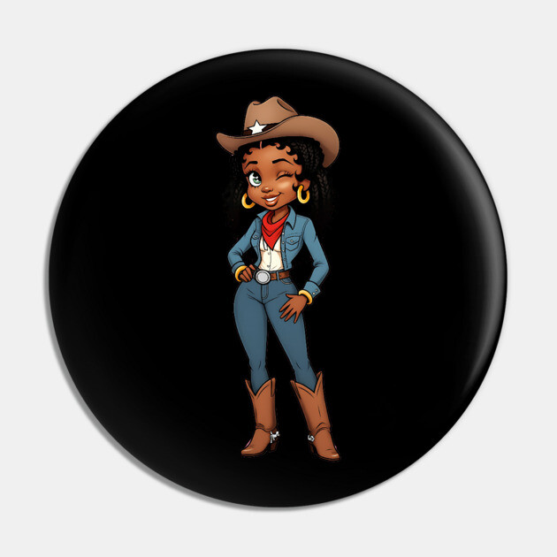 Black Cowgirl Winking Pin by UrbanLifeApparel