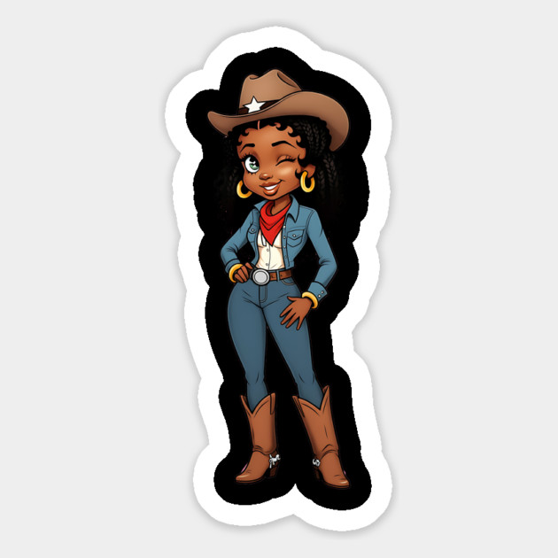 Black Cowgirl Winking Magnet by UrbanLifeApparel