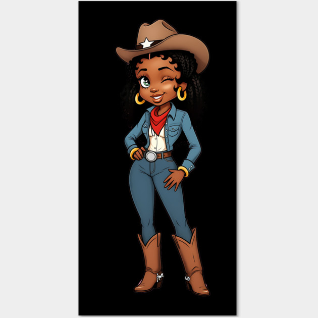 Black Cowgirl Winking Wall Art by UrbanLifeApparel