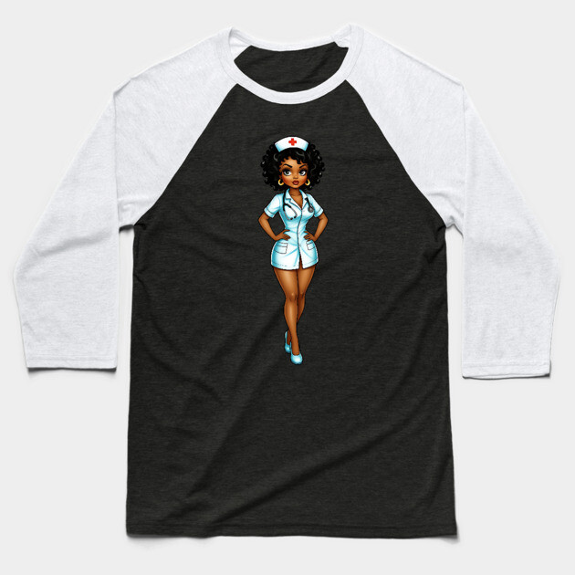 Cure Black Nurse Baseball T-Shirt by UrbanLifeApparel