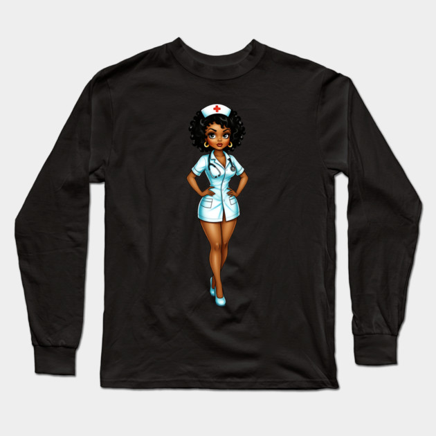 Cure Black Nurse Long Sleeve T-Shirt by UrbanLifeApparel