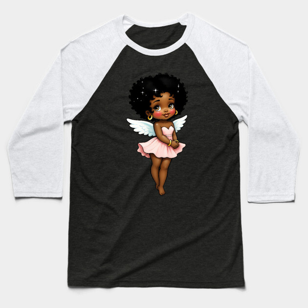 Black Girl Magic - Black Angel Baseball T-Shirt by UrbanLifeApparel