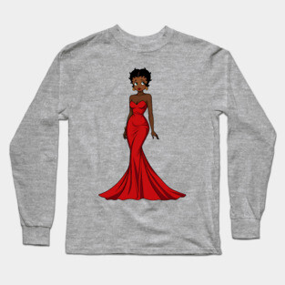 Black Betty Boop Evening Dress Long Sleeve T-Shirt