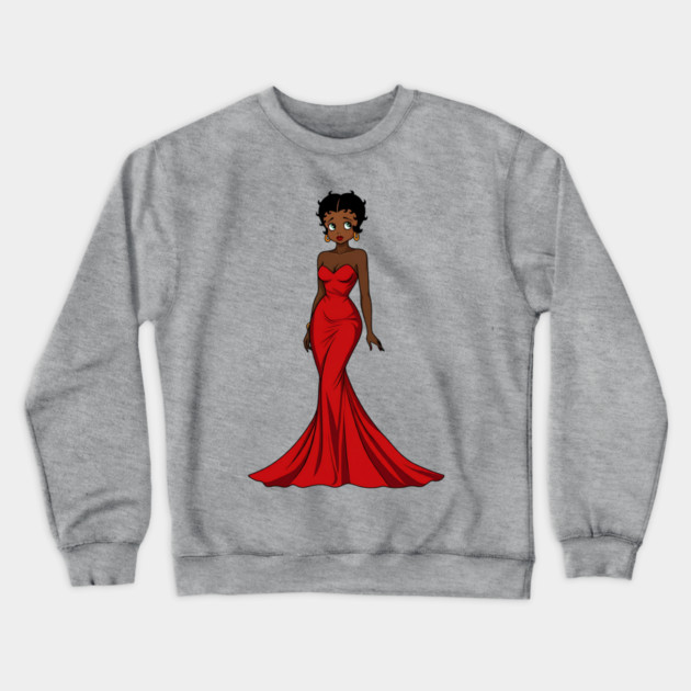 Black Betty Boop Evening Dress Crewneck Sweatshirt by UrbanLifeApparel