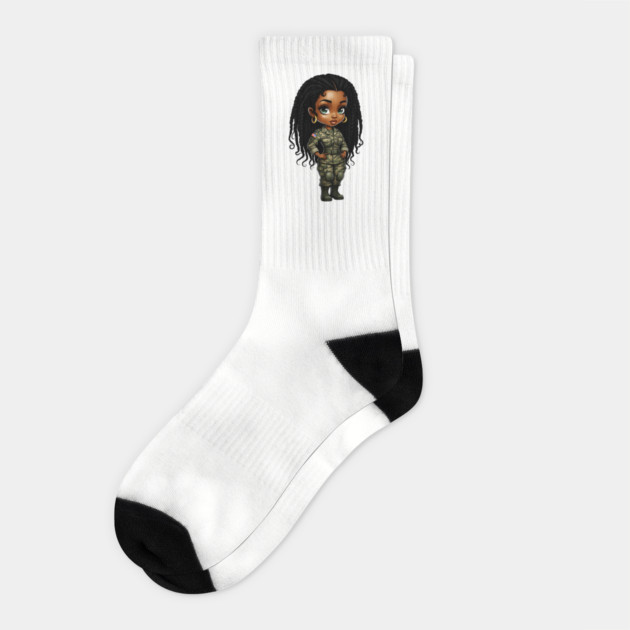 Black Military Woman Socks by UrbanLifeApparel