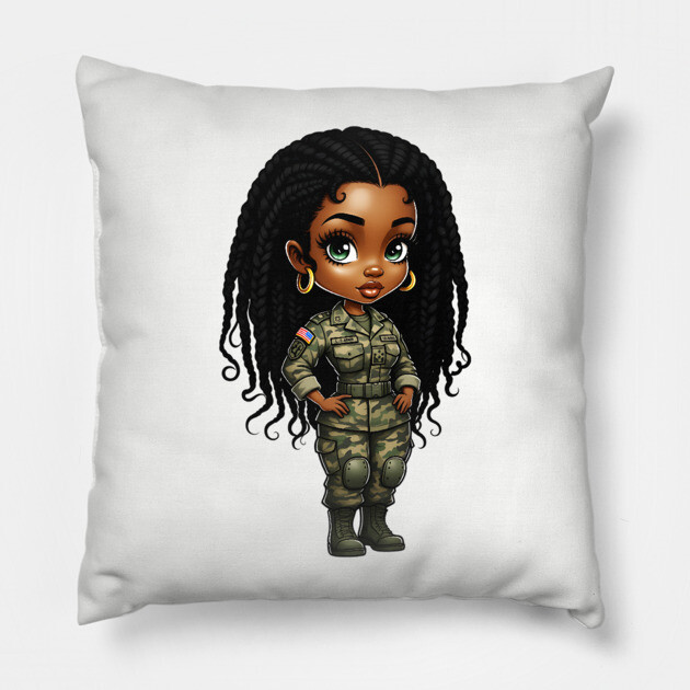 Black Military Woman Pillow by UrbanLifeApparel