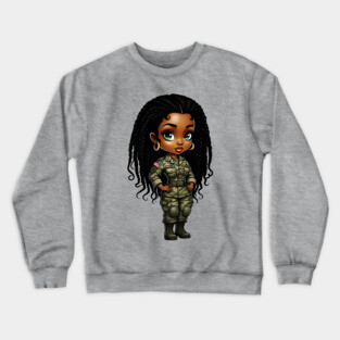 Black Military Woman Crewneck Sweatshirt
